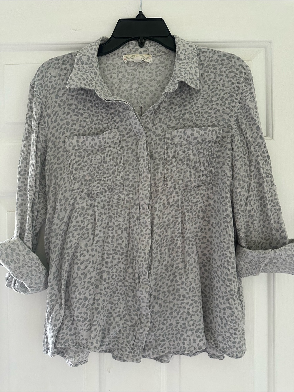 Hippie Rose Gray Leopard Print Top